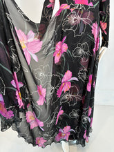La Mendola 2pc Orchid Print Jersey Maxi Dress & Silk Chiffon Over Skirt 1960