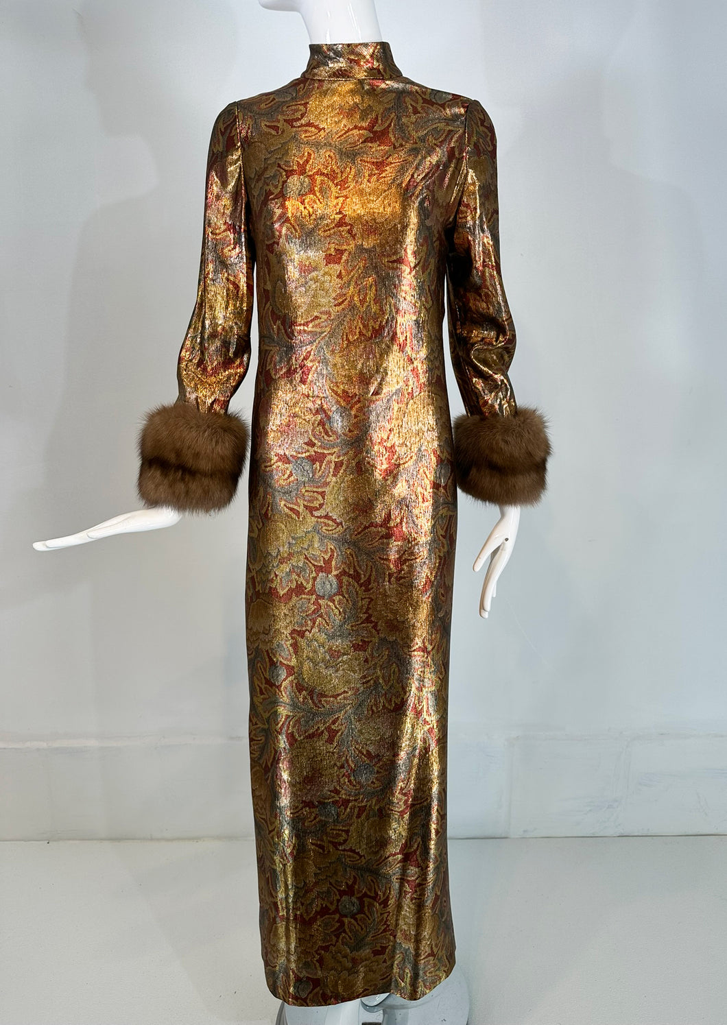 oscar de la renta gold lame dress Oscar De La Renta Draped Metallic Lame Mousseline Gown In Dark Gold