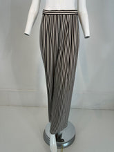 1990s Carlislie Black & White Silk Stripe Pleat Front Wide Leg Trouser