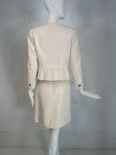 Chanel 1997 C Off White Cotton Pique Double Breasted Cropped Jacket & Skirt 