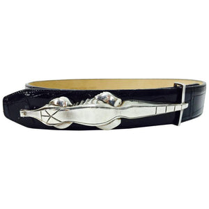 Barry Kieselstein Cord Rare Sterling Silver modern style alligator buckle belt