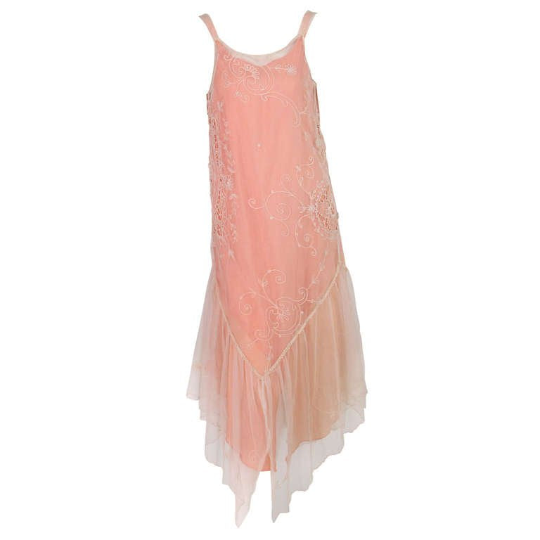 SOLD Ivory embroidered tambour work dress 1920s – Palm Beach Vintage