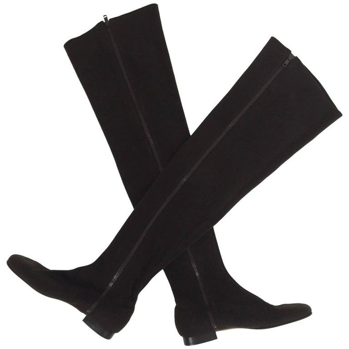 Vintage Andrea Pfister Thigh High Brown Neoprene Side Zipper Boots