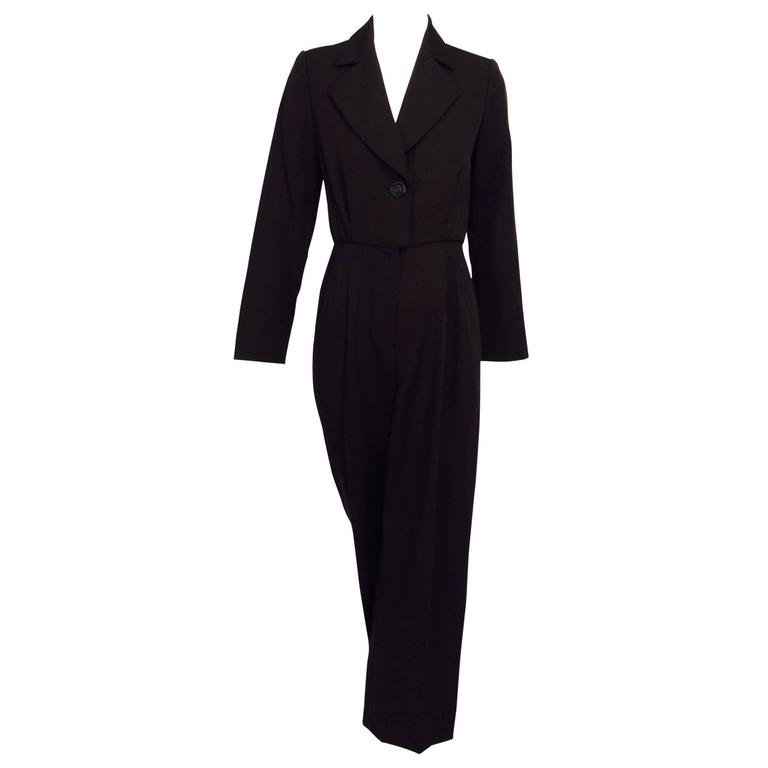 SOLD Yves Saint Laurent brown wool tuxedo jumpsuit 1970s – Palm