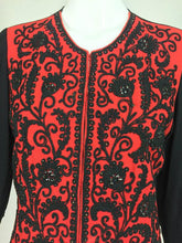 Passementerie beaded long sleeve jacket red & black crepe 1930s