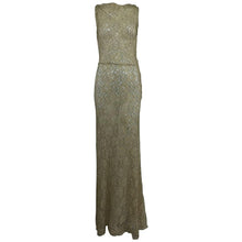 1930s Gold Metallic Thread and Cream Lace Evening Dress Vintage