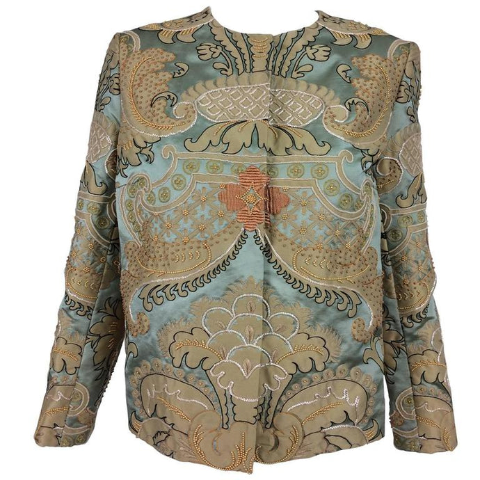 Vintage Custom French Silk Appliqué Embroidered Jacket 1960s
