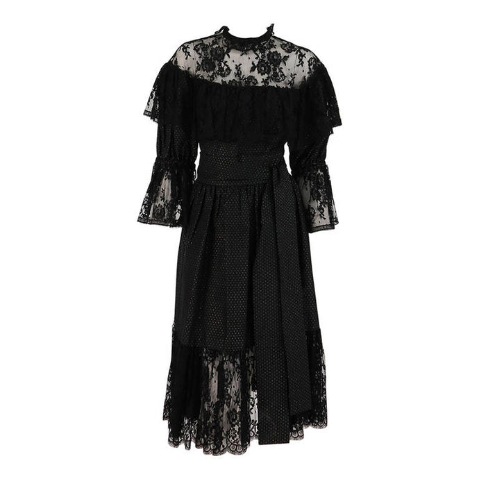Yves Saint Laurent 1976 rich peasant collection lace & silk cocktail dress
