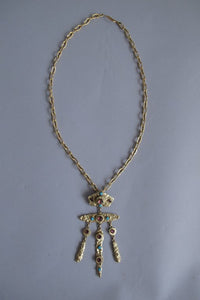 SOLD Henry Perichon gilded metal handmade one of a kind necklace made in France 1960s