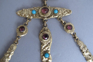SOLD Henry Perichon gilded metal handmade one of a kind necklace made in France 1960s