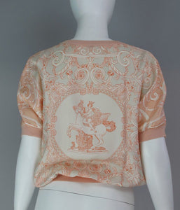 Hermes Silk and Cashmere Coral Printed Top 