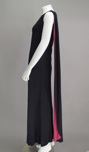 SOLD Adele Simpson Silk Jersey One Shoulder Draped Cape Gown 1960s