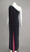 SOLD Adele Simpson Silk Jersey One Shoulder Draped Cape Gown 1960s