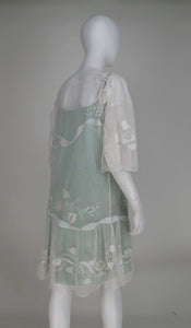 SOLD 1920s Flapper Embroidered Tulle Tea/Wedding Dress