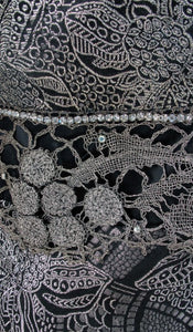 Silver and black metallic brocade & metallic lace dress 1920s