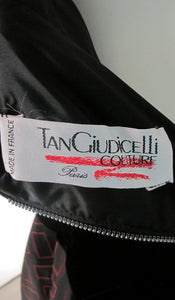 Tan Giudicelli Couture velvet & silk cocktail dress 1980s