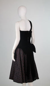 Tan Giudicelli Couture velvet & silk cocktail dress 1980s