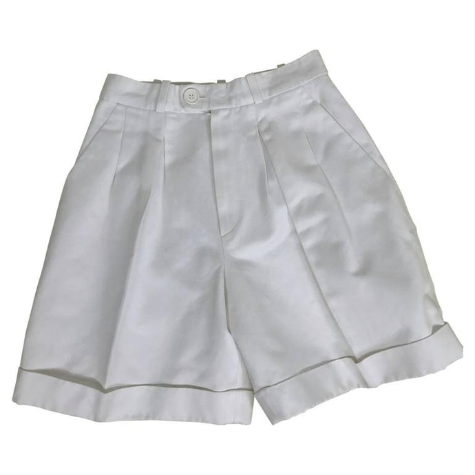 SOLD Yves Saint Laurent white cotton twill cuffed shorts 1970s