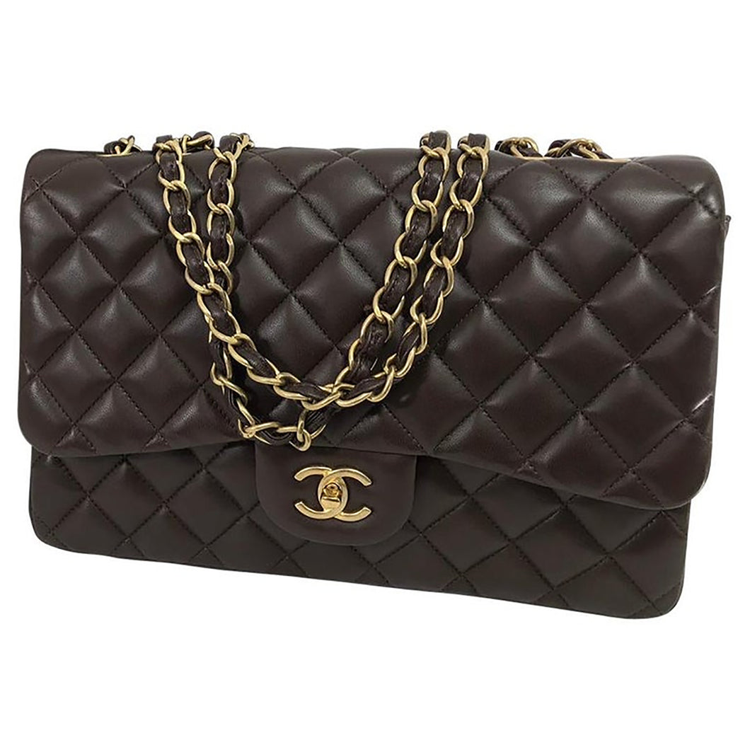 Chanel Single Flap Jumbo Brown Quilted Leather Handbag 2010-11 NWOT
