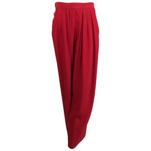SOLD Yves Saint Laurent candy red satin back crepe full leg trousers 1990s