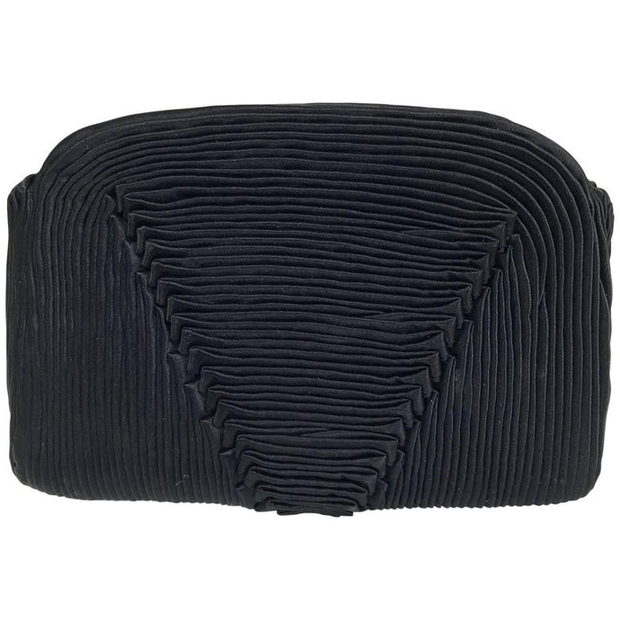 Vintage Bergdorf Goodman Hand Pleated Black Silk Evening Clutch 1950s