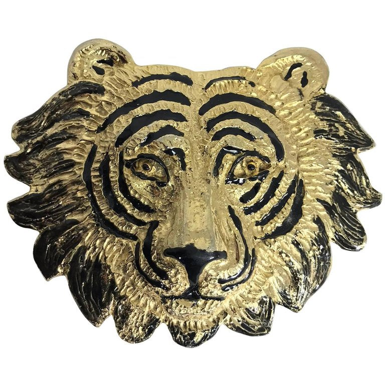 SOLD Mimi di N Tiger face belt buckle dated 1987
