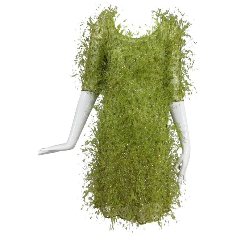 SOLD Chado Ralph Rucci Spring Green Feather and Sequin Dress Recent Palm Beach Vintage SOLD Chado Ralph Rucci Spring Green Feather and Sequin Dress Recent Palm Beach Vintage