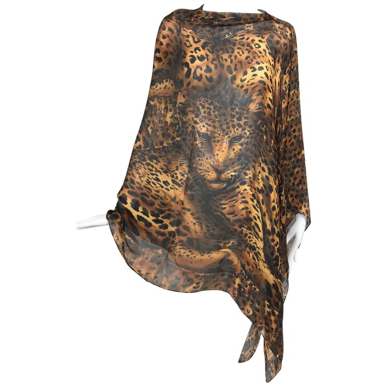 Saint Laurent Leopard-Print Silk-Chiffon Scarf