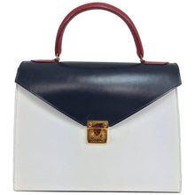 SOLD Lana of London red white and blue box calf handbag gold hardware
