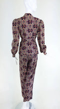 1940s printed rayon lounge/at home pajama top & trouser set