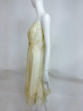 SOLD French Hand Made Embroidered Champagne Silk & Lace Slip 1950s