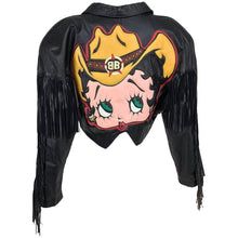 SOLD Maziar Betty Boop cowgirl black fringe leather jacket 1980s