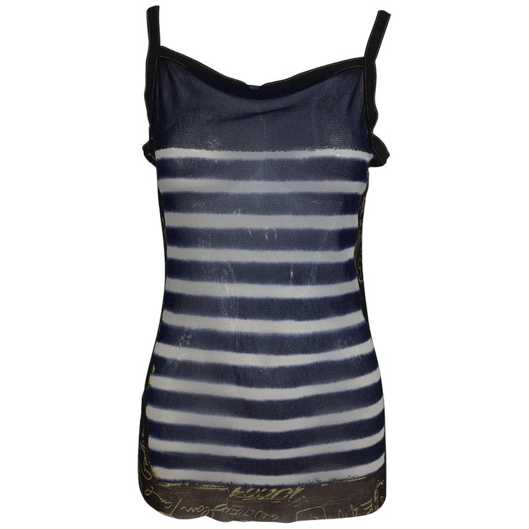 SOLD Jean Paul Gaultier signed nautical stripe mesh tank top