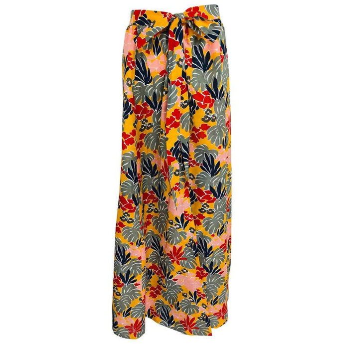 SOLD Yves Saint Laurent tropical print linen maxi skirt, 1980s