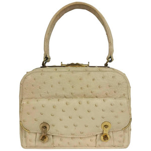 LORENZI Vintage Luxury Genuine Ostrich Leather Handbag