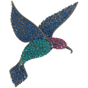 SOLD Thelma Deutsch large rhinestone humming bird brooch, 1980s