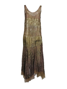 Vintage Gold & Pink Metallic Lace 1920s Dress and Slip