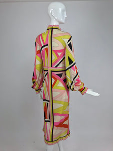 SOLD Pucci silk jersey ruffle trim dress 1960s