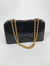 Schitz Paris Rare Black Crocodile Handbag with Gold Hardware 1953.