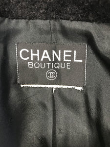 Chanel White & Wine Braid Trim Black Boucle Jacket 42