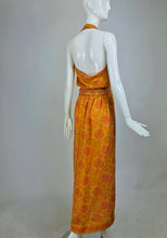 SOLD Treacy Lowe London Floral Silk Print Halter Maxi Dress 1970s