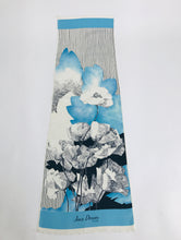 Jean Desses Long Silk Scarf Floral & Stripe