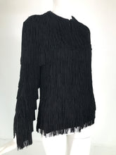Halston 1970s Black Fringe Jacket