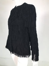 Halston 1970s Black Fringe Jacket