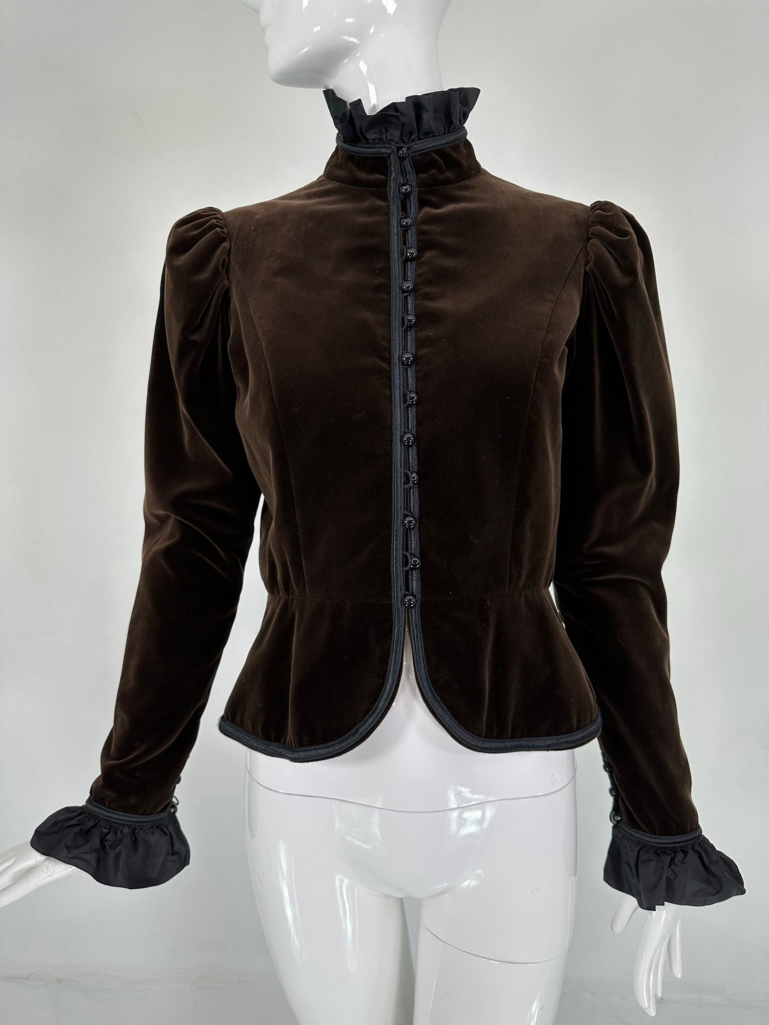 RARE 1970s Yves Saint Laurent Rive Gauche Black Velvet Gold
