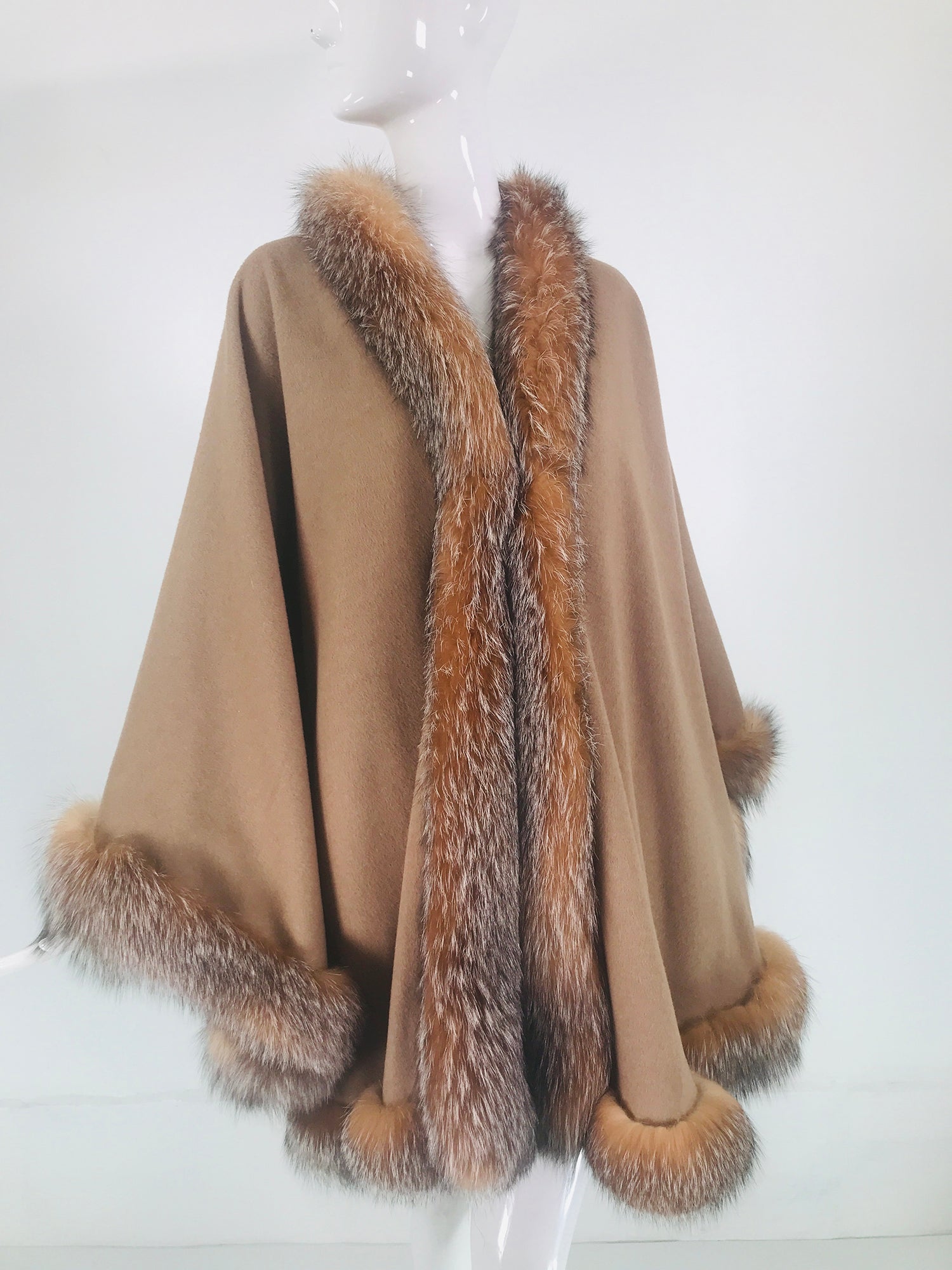 SOLD Sprung Freres Paris Red Fox Wool/Cashmere Reversible Cape