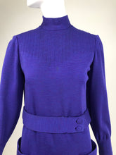 Vintage Norman Norell Heathered Purple Wool Jersey Dress 1960s