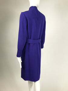 Vintage Norman Norell Heathered Purple Wool Jersey Dress 1960s
