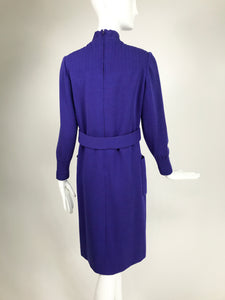 Vintage Norman Norell Heathered Purple Wool Jersey Dress 1960s