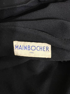 SOLD Mainbocher black crepe and net dress with hood estate of Ruth Gordon 1946